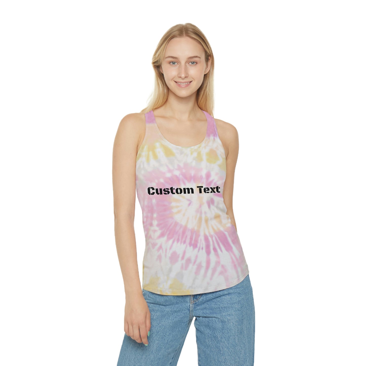 Customize Text or Design Tie Dye Racerback Tank Top