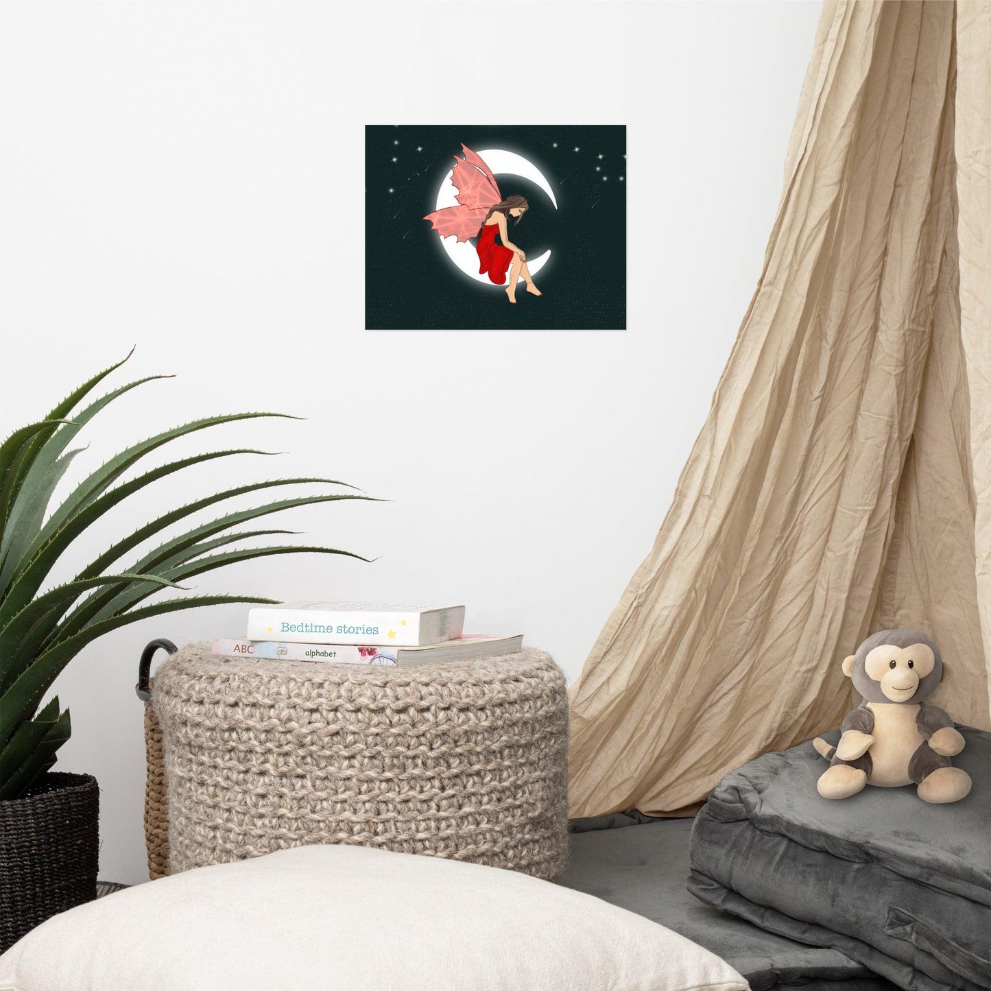 wall Poster Red Moon Angel Art - Mina's Planet