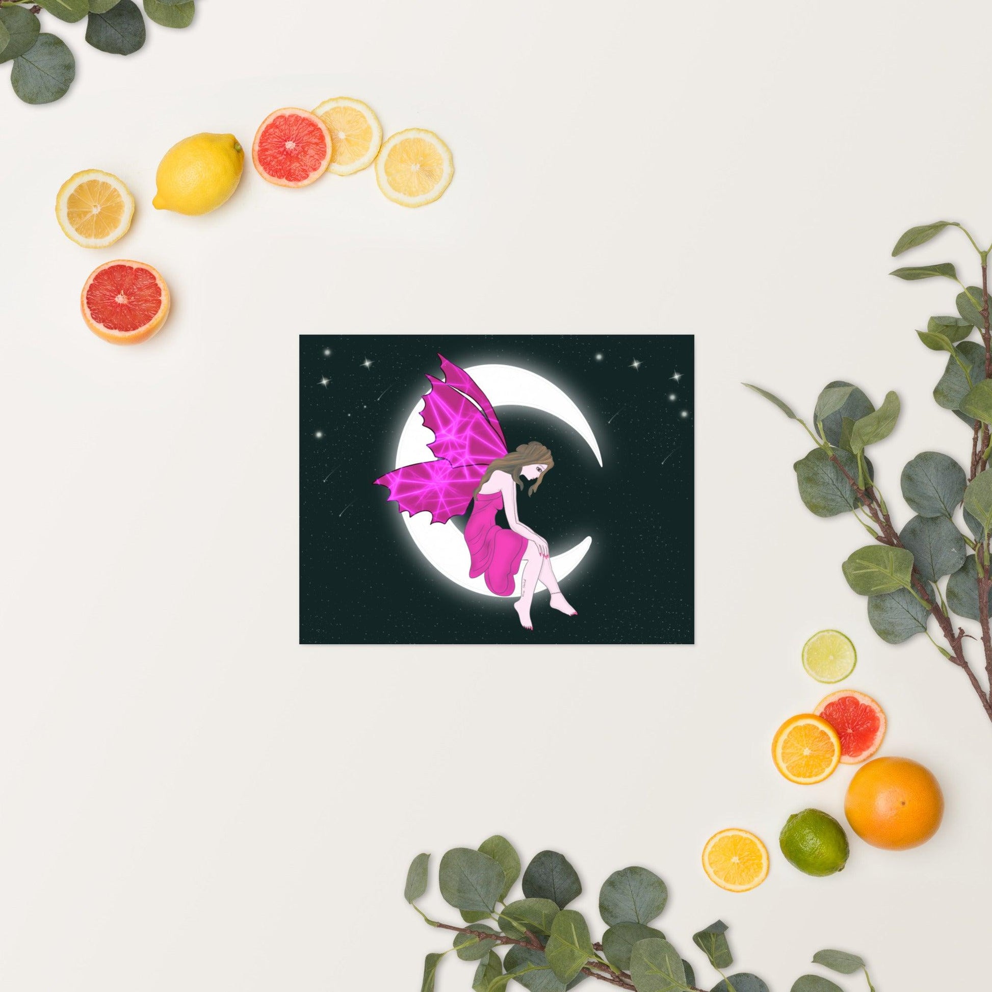 wall Poster of Pink Moon Angel Art - Mina's Planet