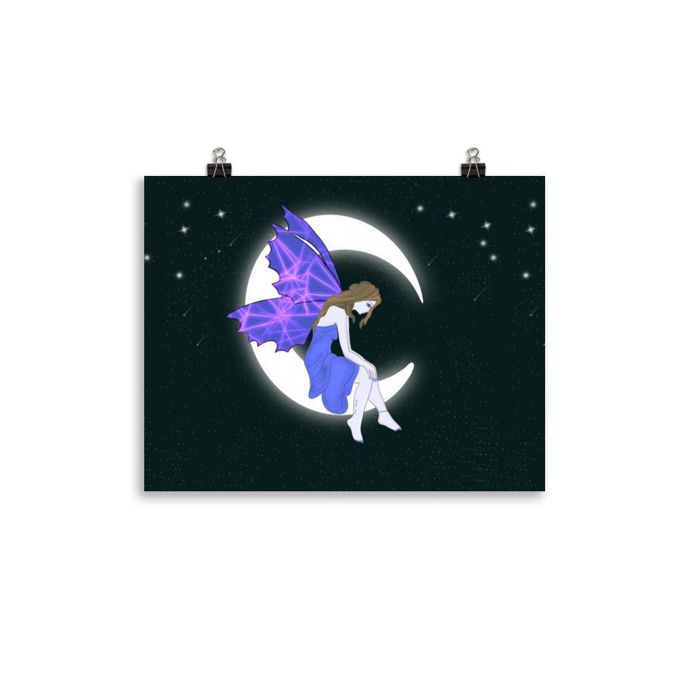 wall Poster of Purple Moon Angel Art - Mina's Planet