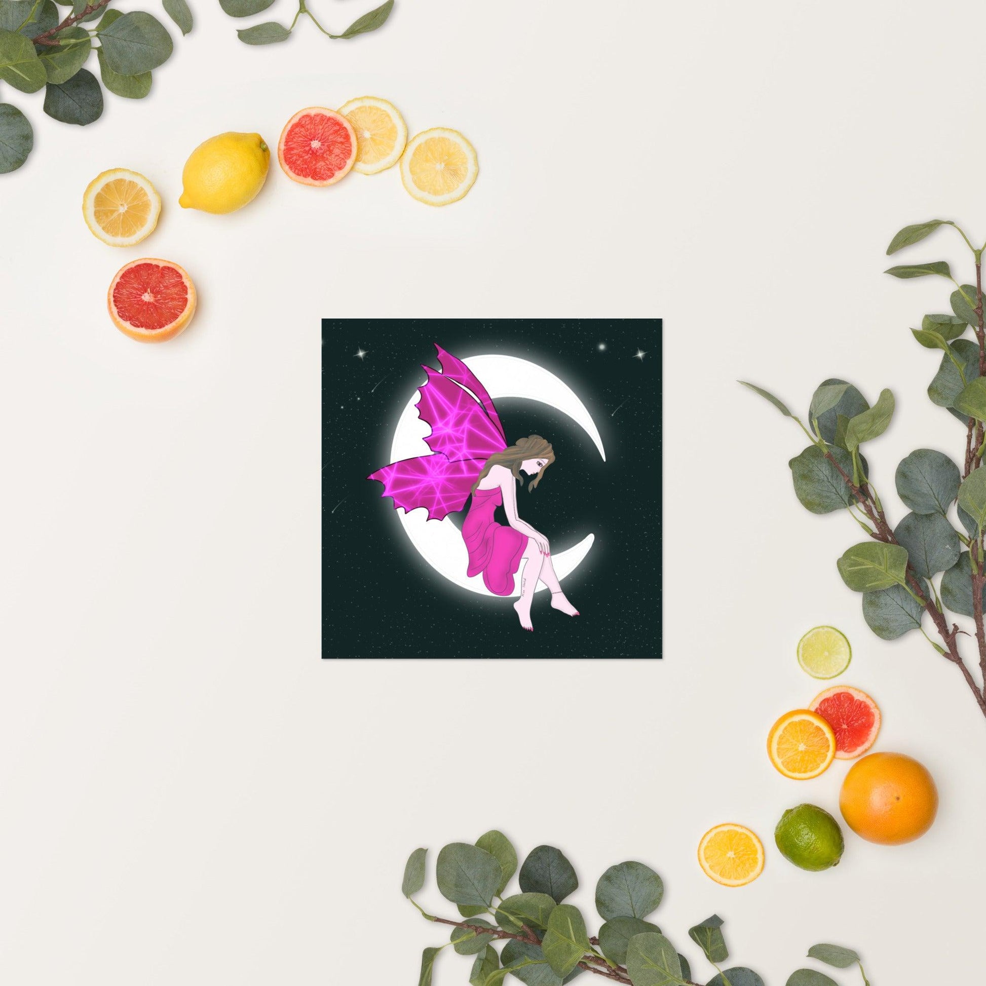 wall Poster of Pink Moon Angel Art - Mina's Planet