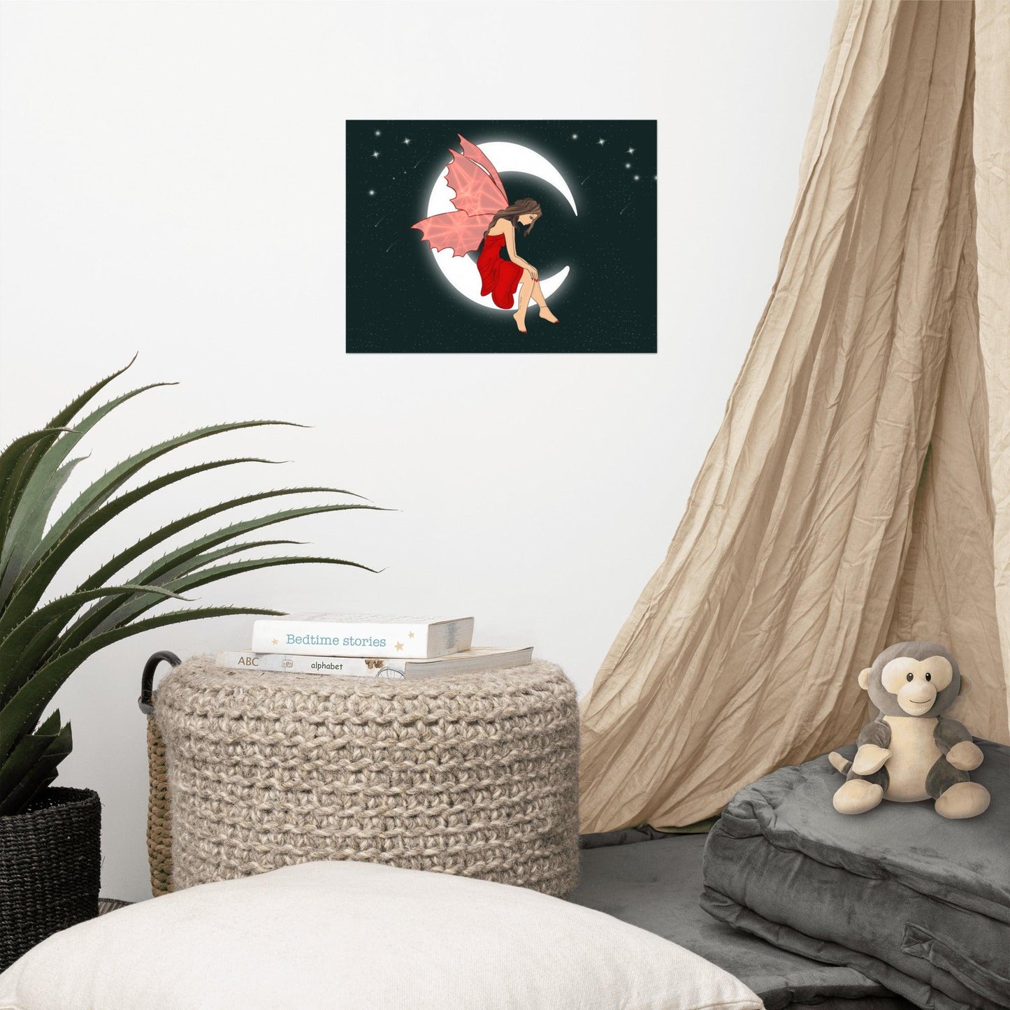 wall Poster Red Moon Angel Art - Mina's Planet