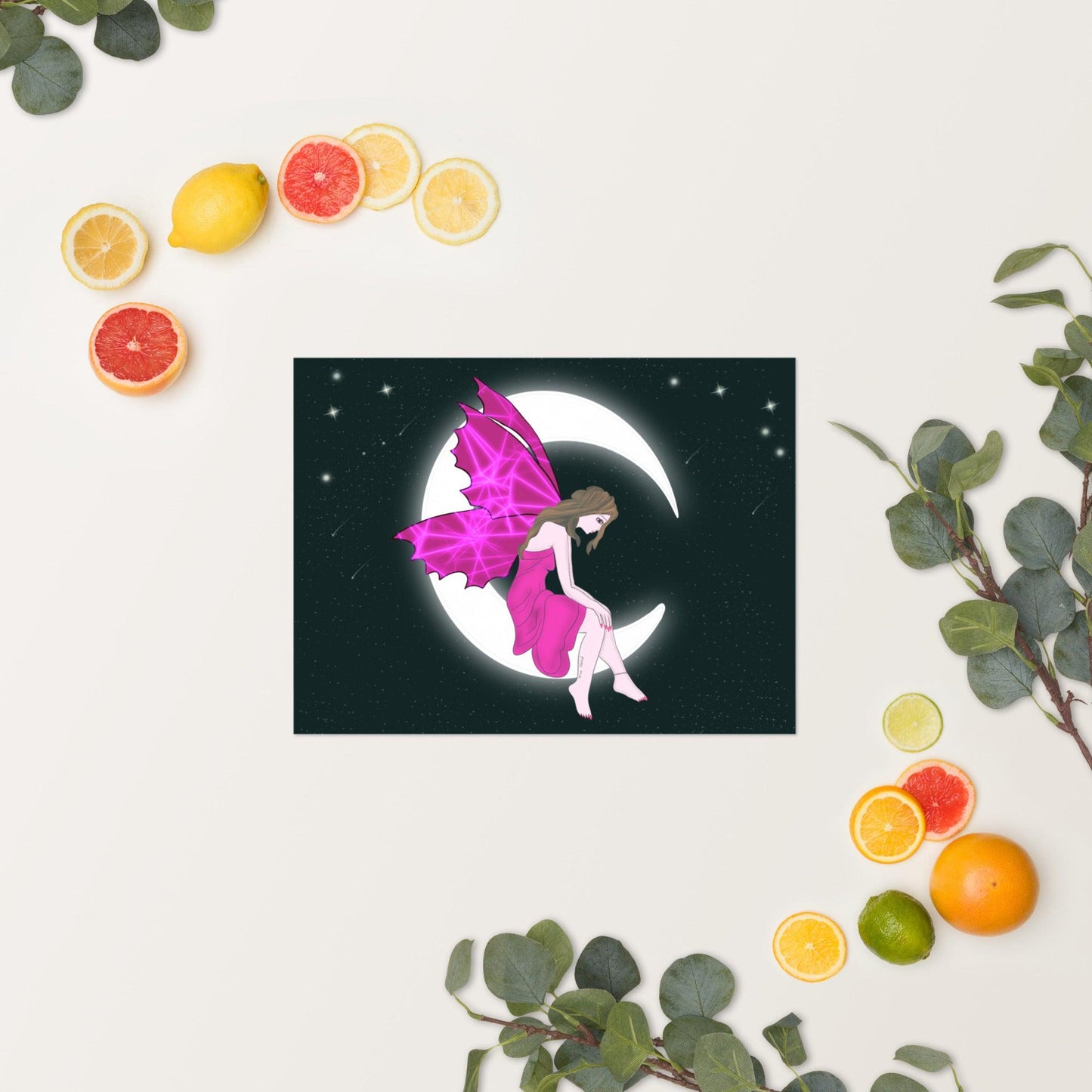 wall Poster of Pink Moon Angel Art - Mina's Planet