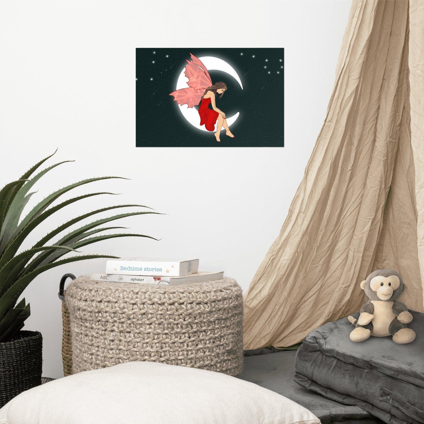 wall Poster Red Moon Angel Art - Mina's Planet