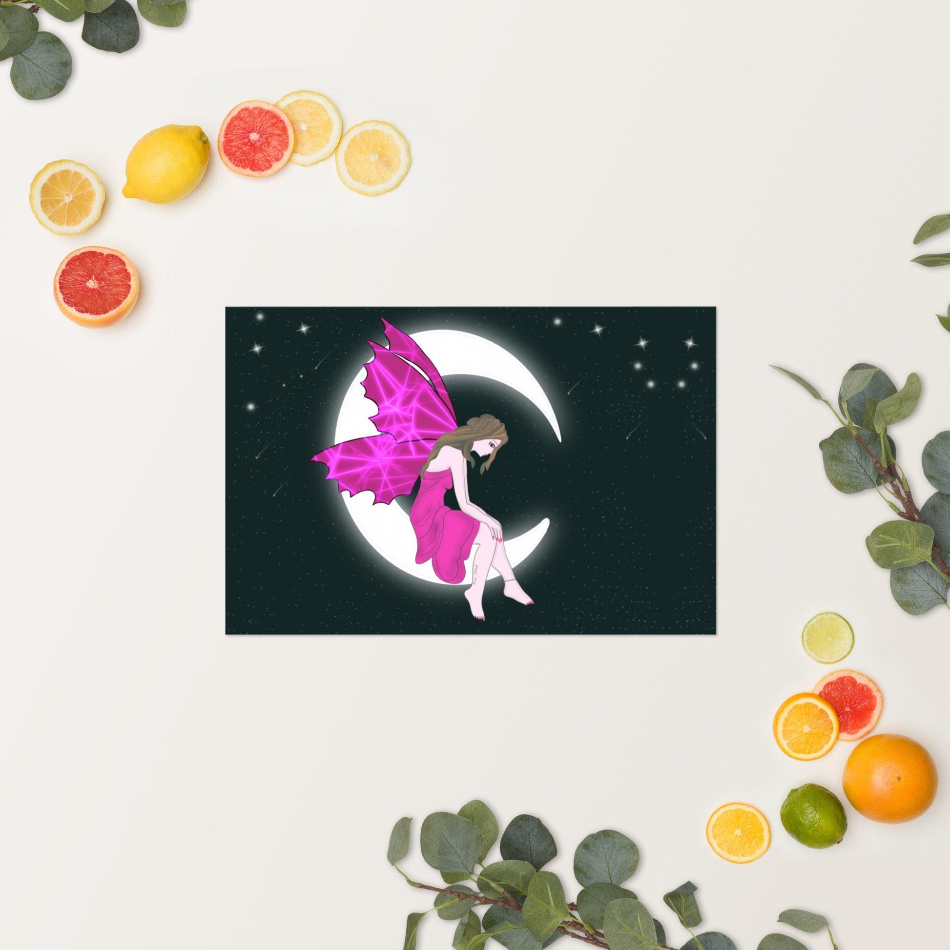 wall Poster of Pink Moon Angel Art - Mina's Planet