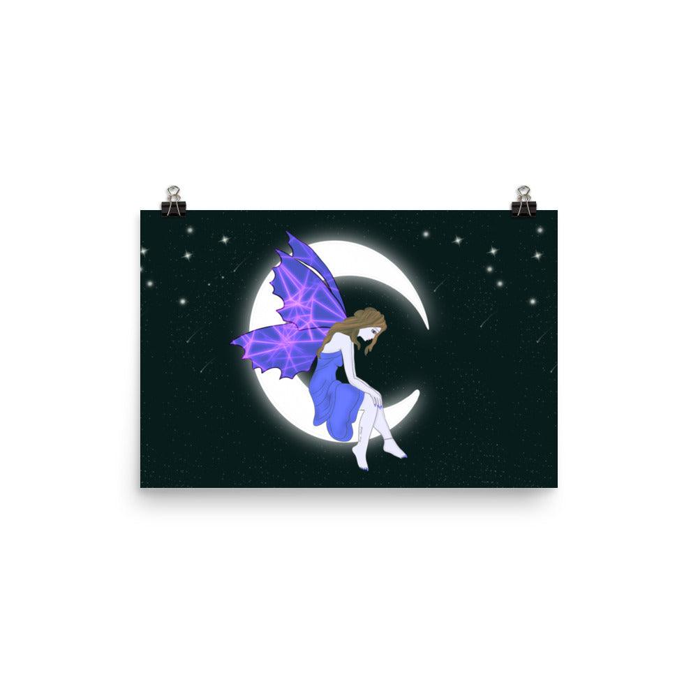 wall Poster of Purple Moon Angel Art - Mina's Planet