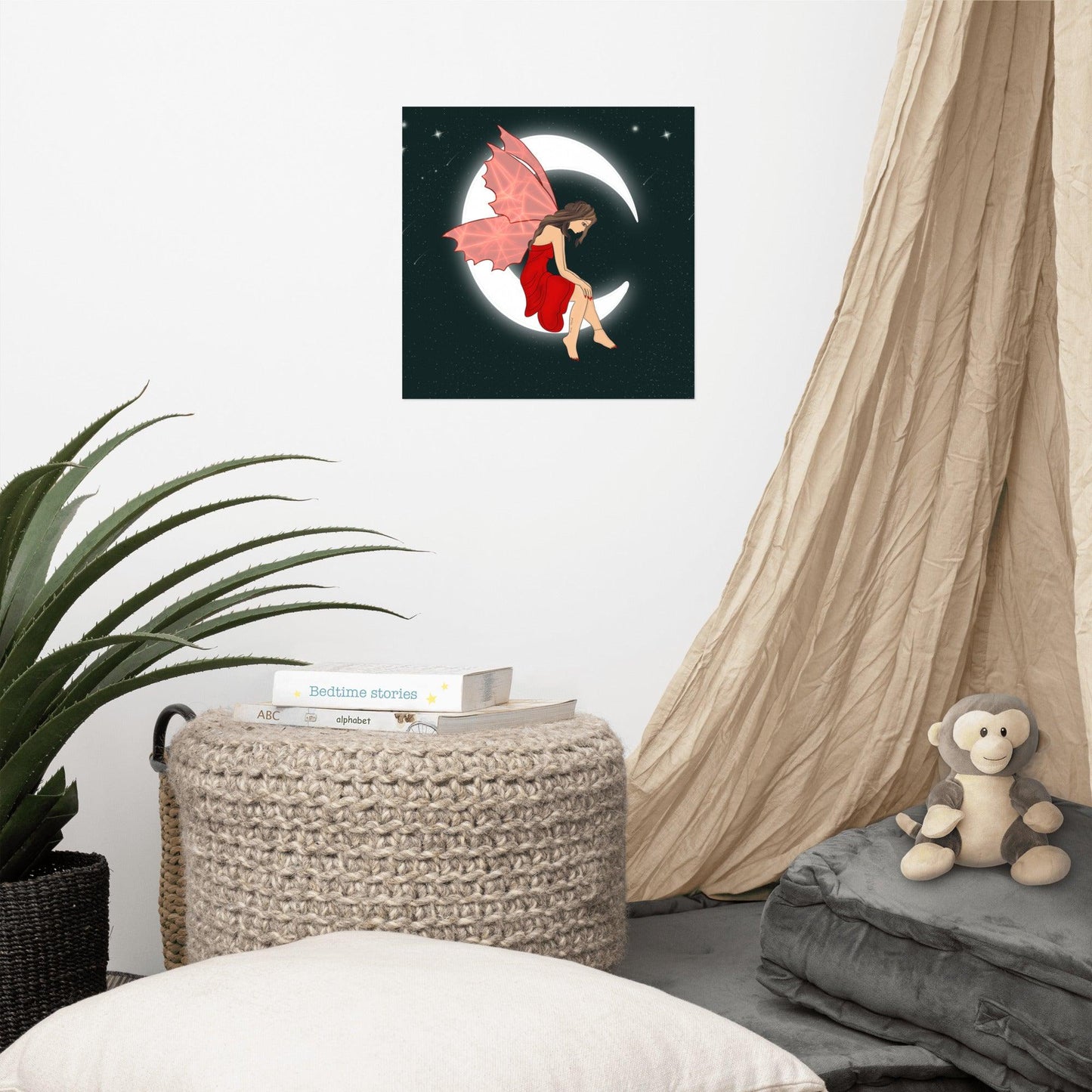 wall Poster Red Moon Angel Art - Mina's Planet