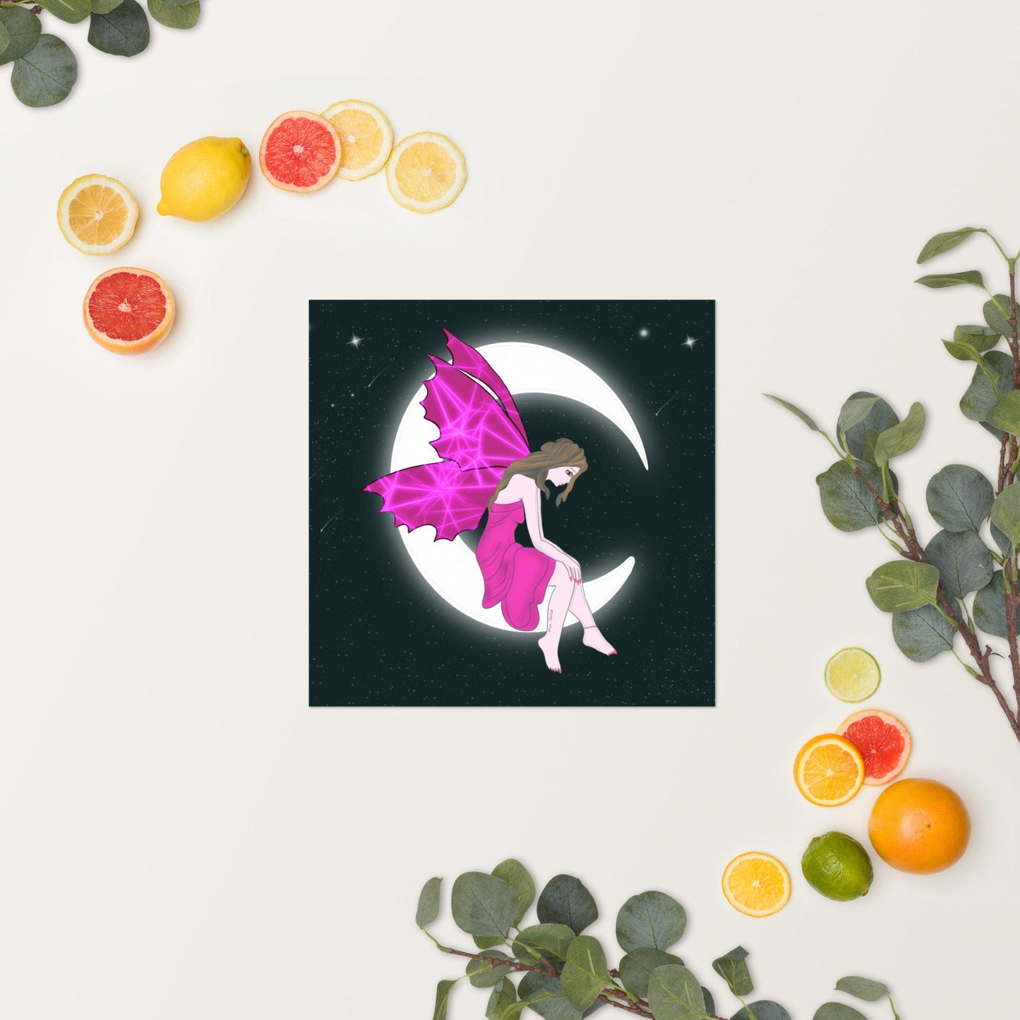 wall Poster of Pink Moon Angel Art - Mina's Planet