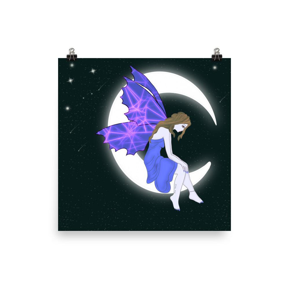 wall Poster of Purple Moon Angel Art - Mina's Planet