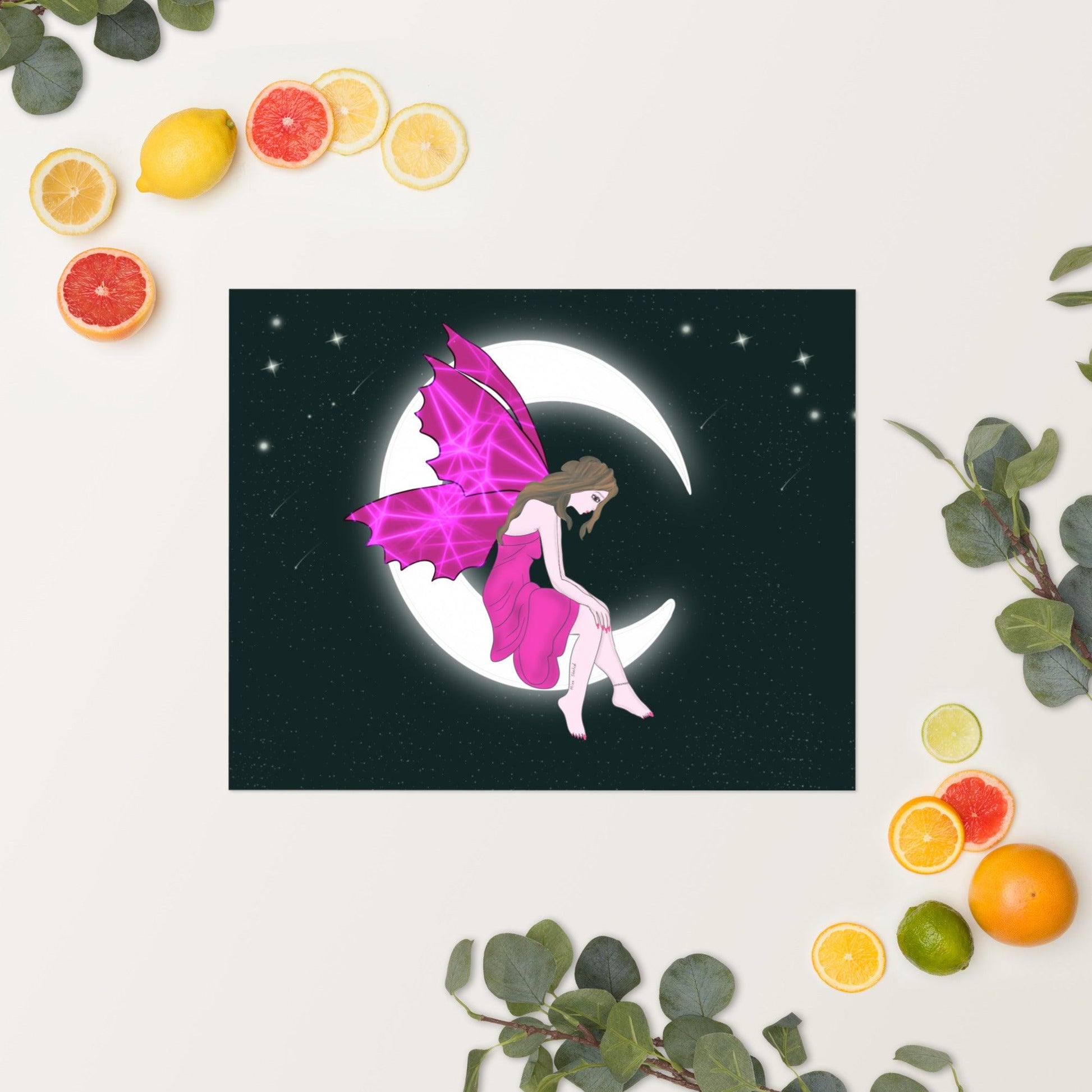 wall Poster of Pink Moon Angel Art - Mina's Planet