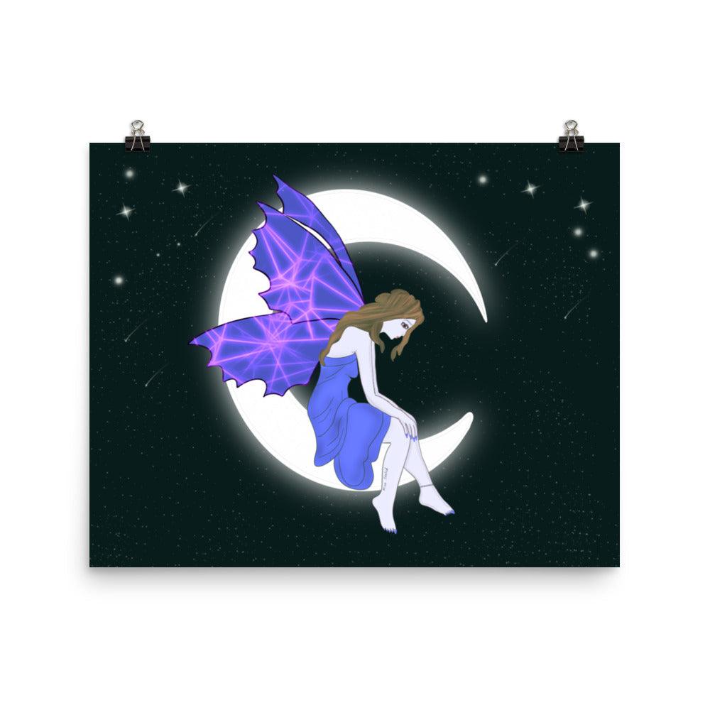 wall Poster of Purple Moon Angel Art - Mina's Planet