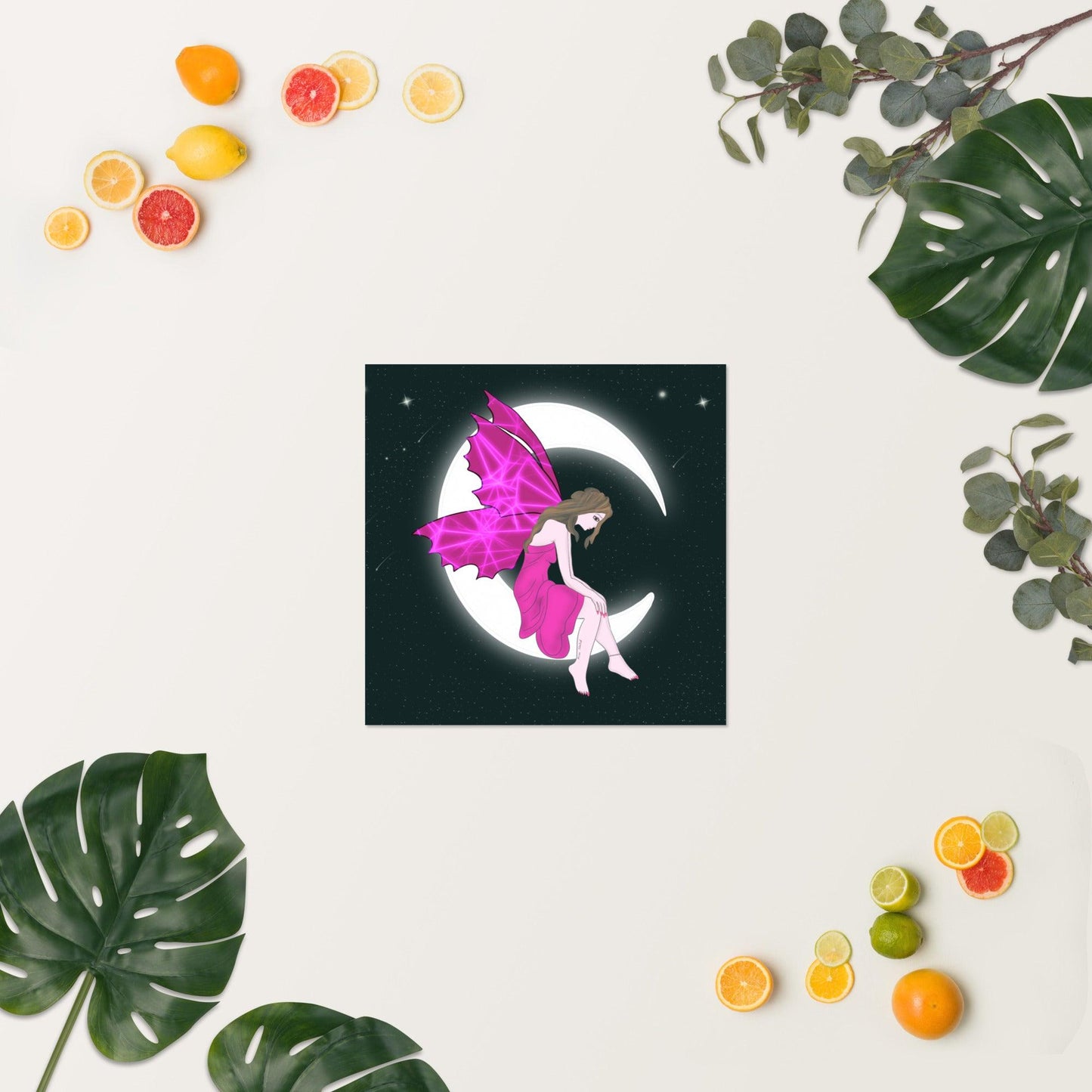 wall Poster of Pink Moon Angel Art - Mina's Planet