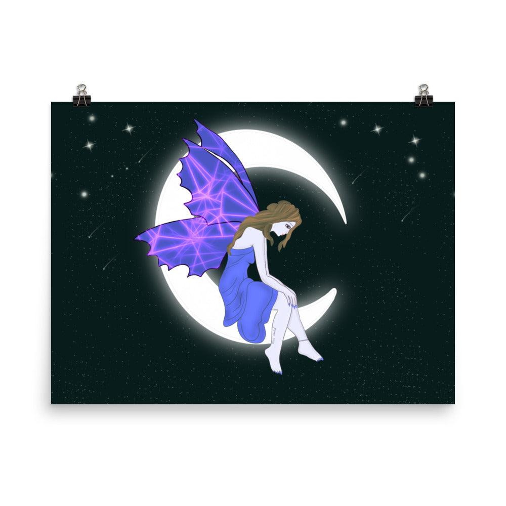 wall Poster of Purple Moon Angel Art - Mina's Planet