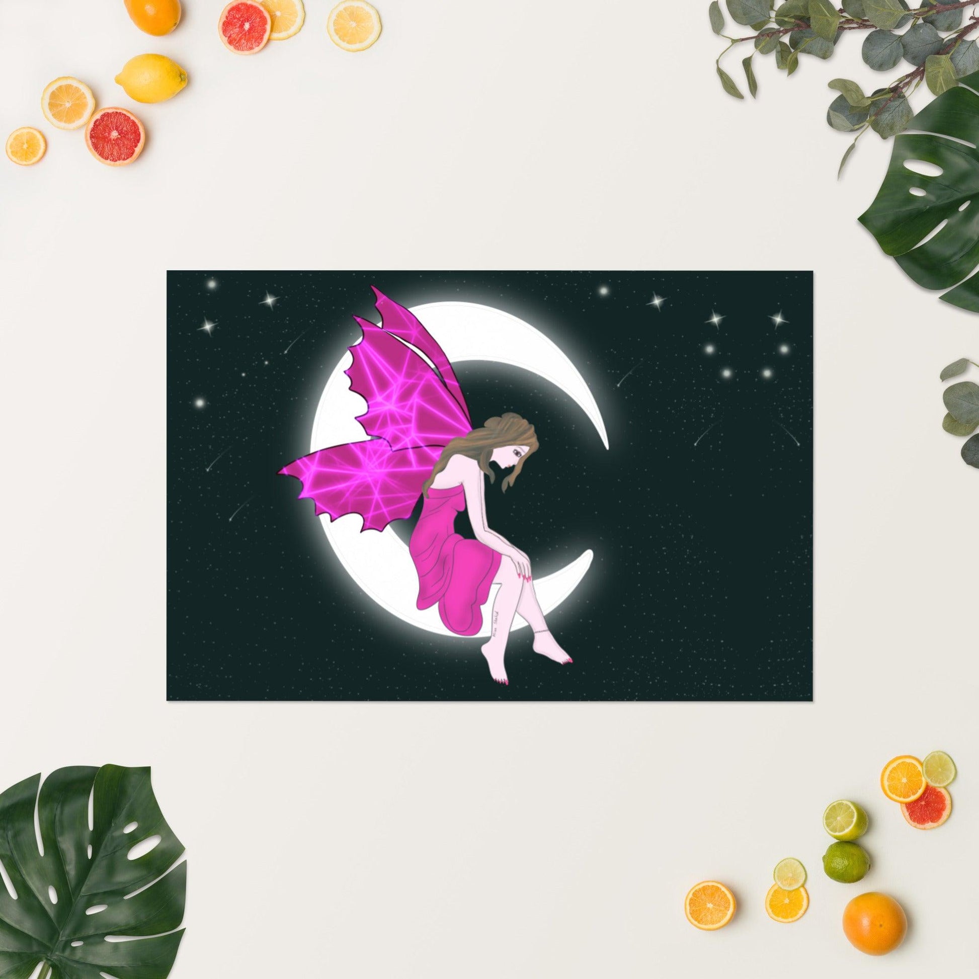 wall Poster of Pink Moon Angel Art - Mina's Planet