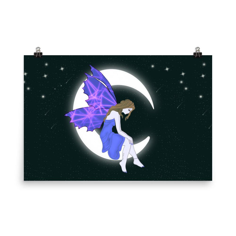 wall Poster of Purple Moon Angel Art - Mina's Planet