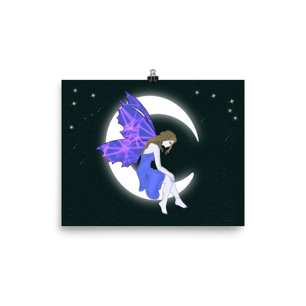 wall Poster of Purple Moon Angel Art - Mina's Planet