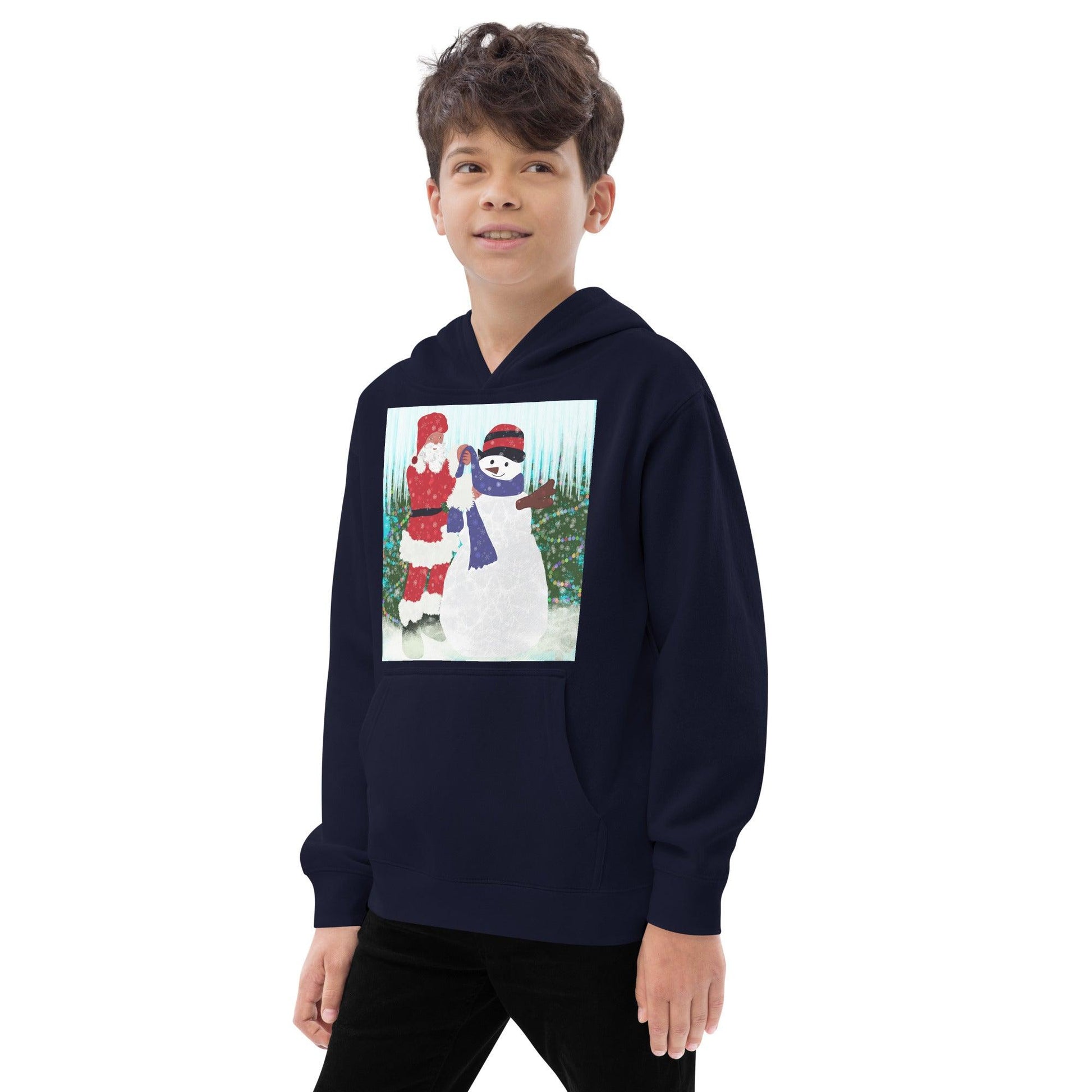 Kids fleece hoodie Christmas Snowman - Mina's Planet