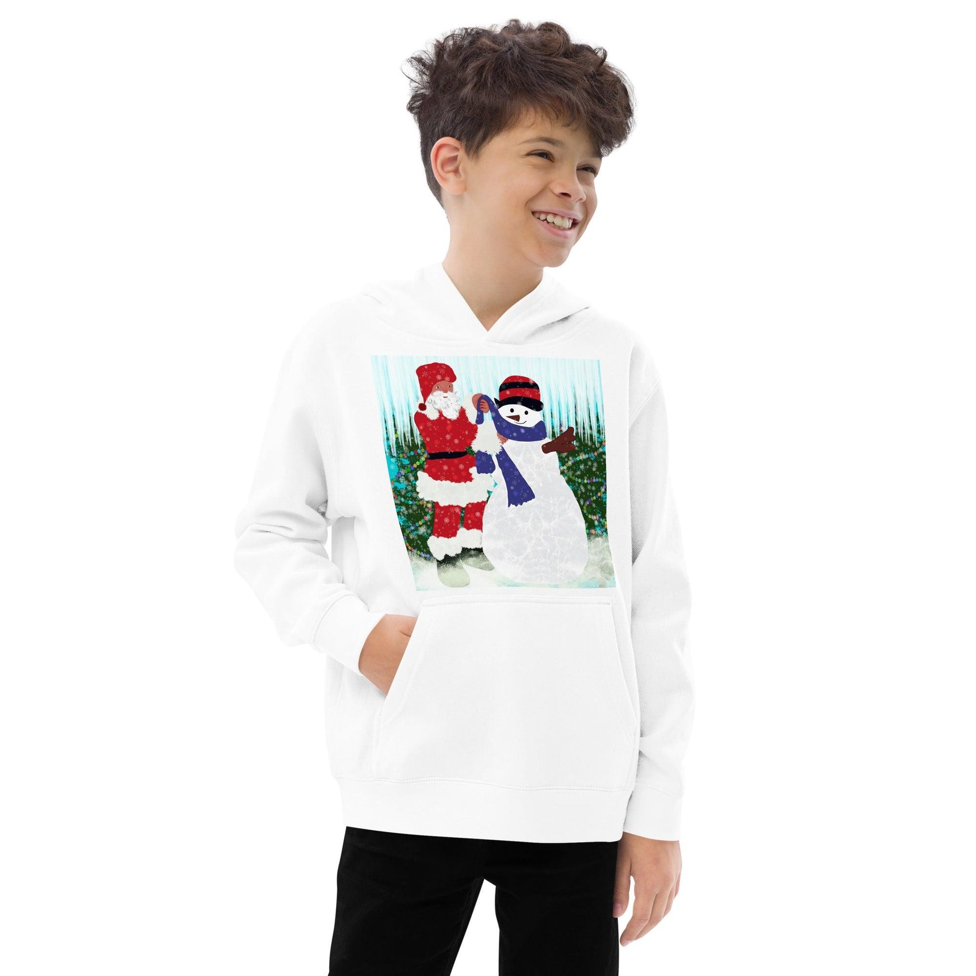 Kids fleece hoodie Christmas Snowman - Mina's Planet