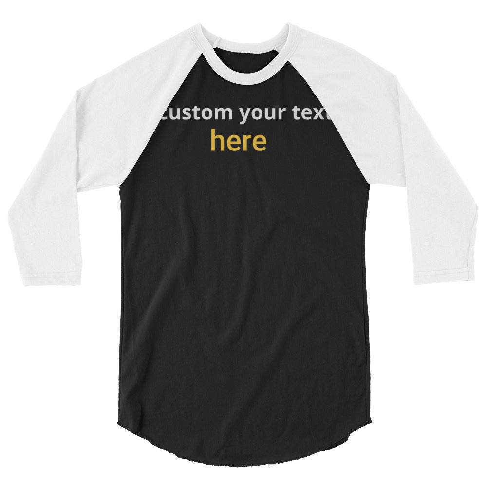 Customize Design Unisex 3/4 sleeve raglan shirt