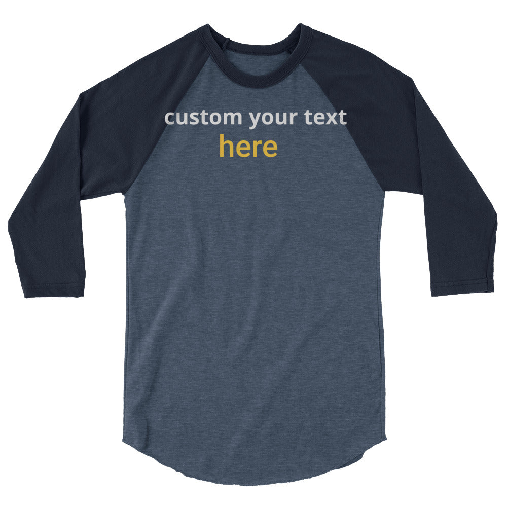 Customize Design Unisex 3/4 sleeve raglan shirt