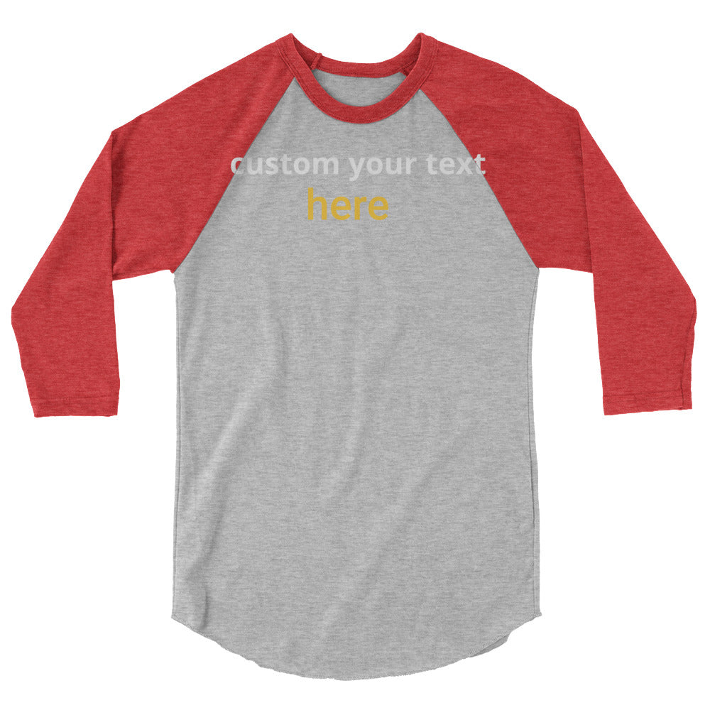 Customize Design Unisex 3/4 sleeve raglan shirt