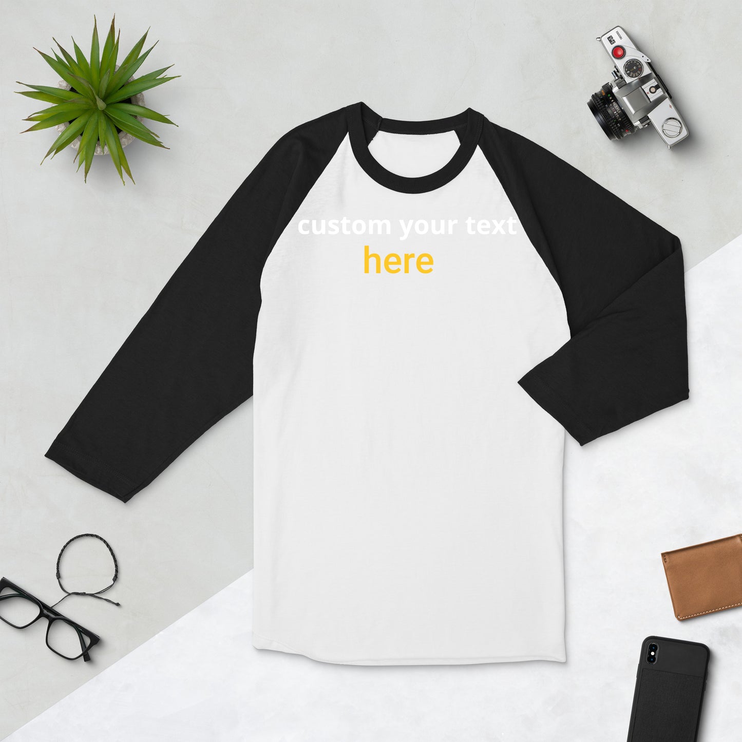 Customize Design Unisex 3/4 sleeve raglan shirt