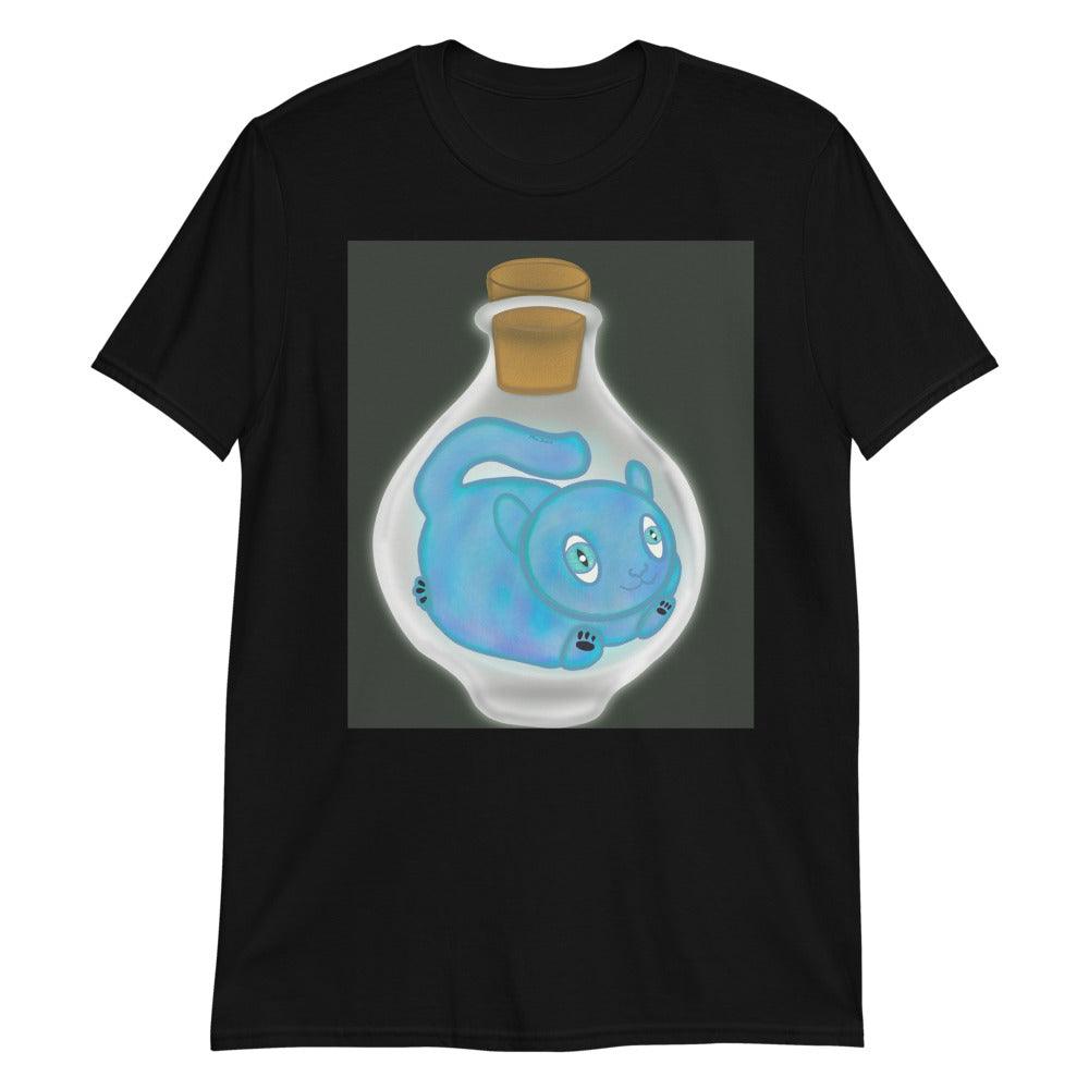 Light Blue Mystical Cat Front Side Short-Sleeve Unisex T-Shirt - Mina's Planet