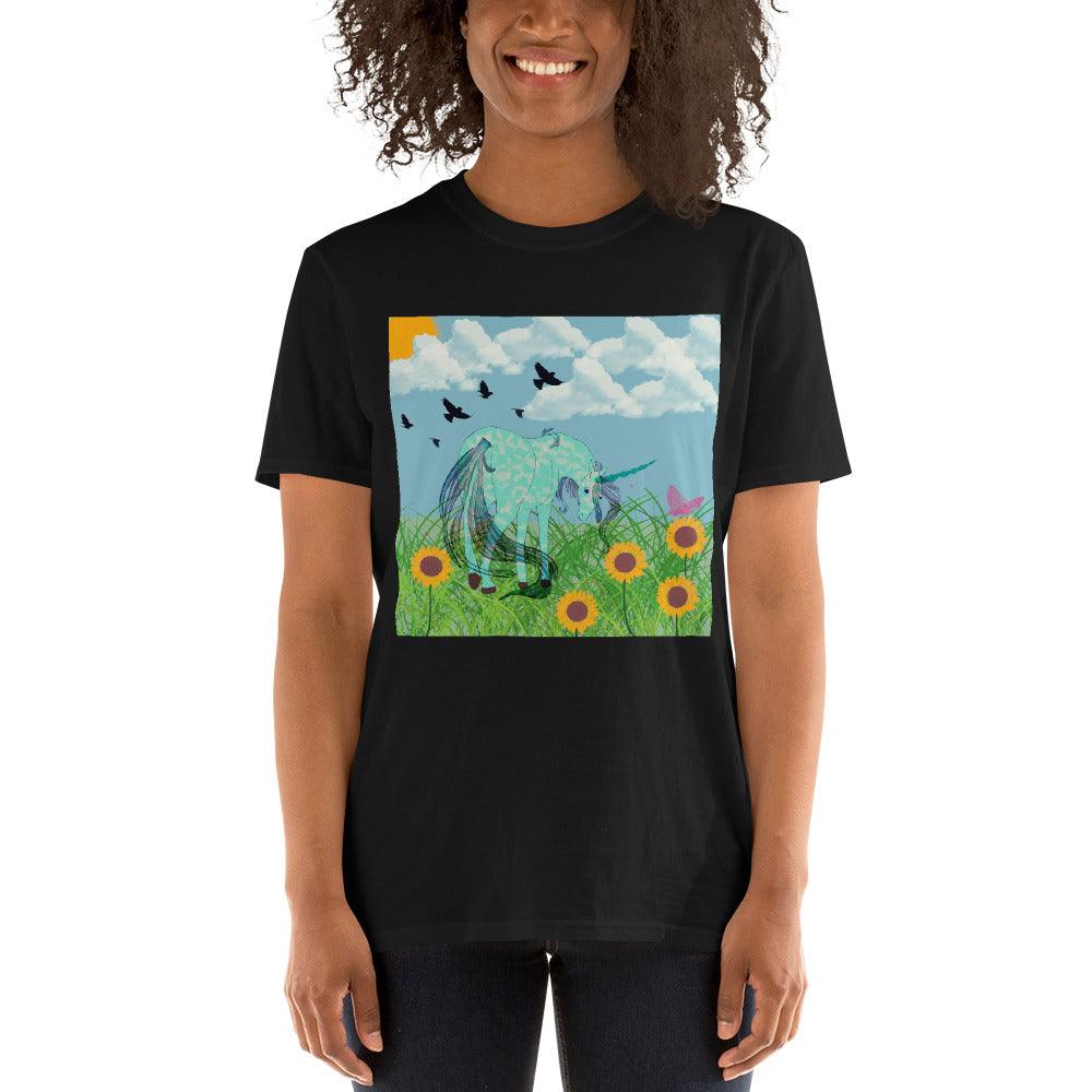 Tiffany Green Body Dark Cyan Horn Unicorn Front Side Short-Sleeve Unisex T-Shirt - Mina's Planet