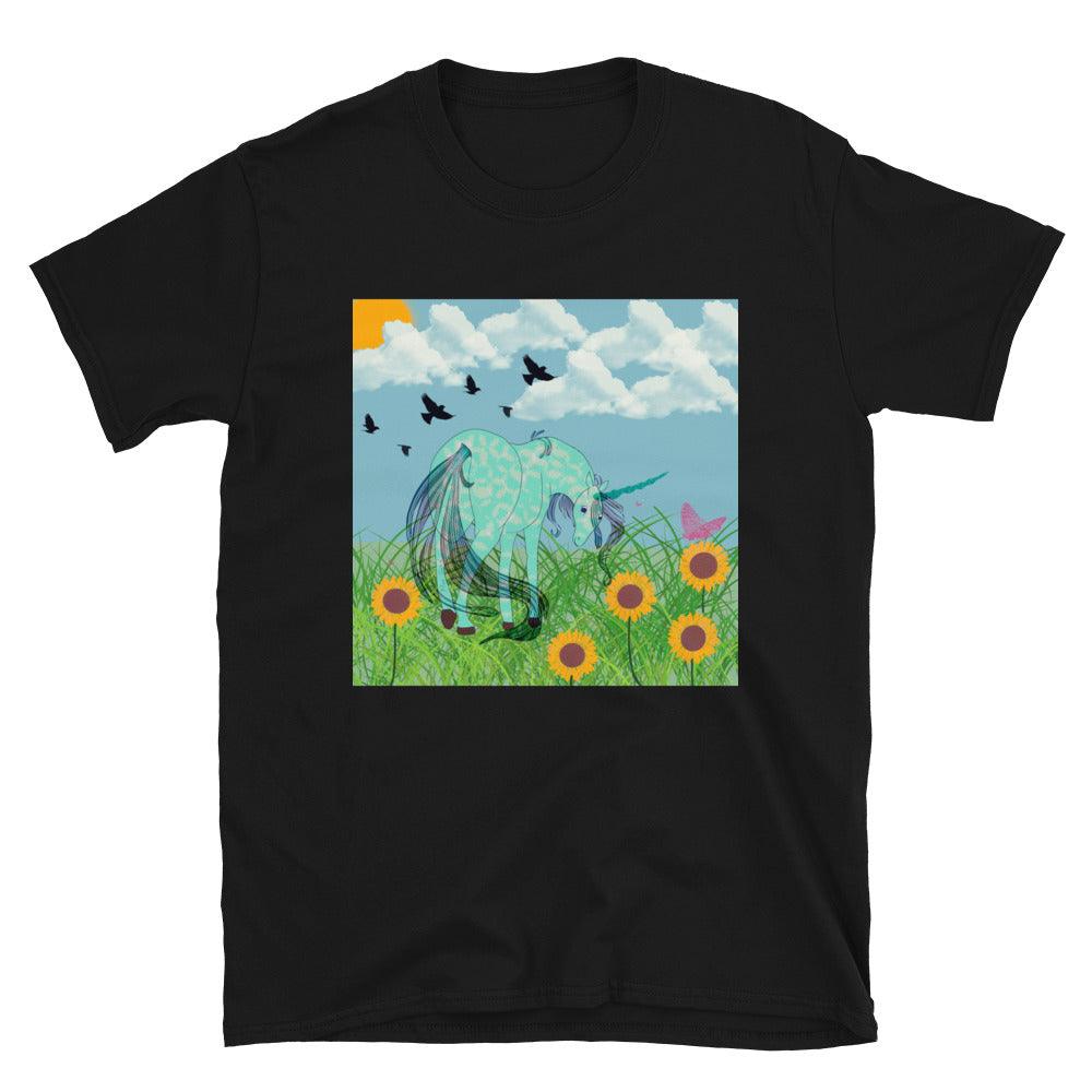 Tiffany Green Body Dark Cyan Horn Unicorn Front Side Short-Sleeve Unisex T-Shirt - Mina's Planet