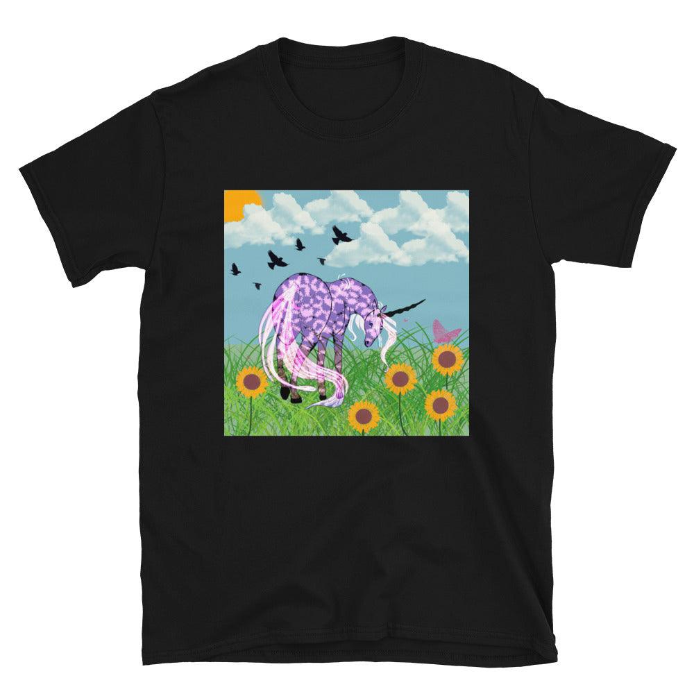 Dark Purple & Light Purple Black Horn White Tail Front Side Short-Sleeve Unisex T-Shirt - Mina's Planet