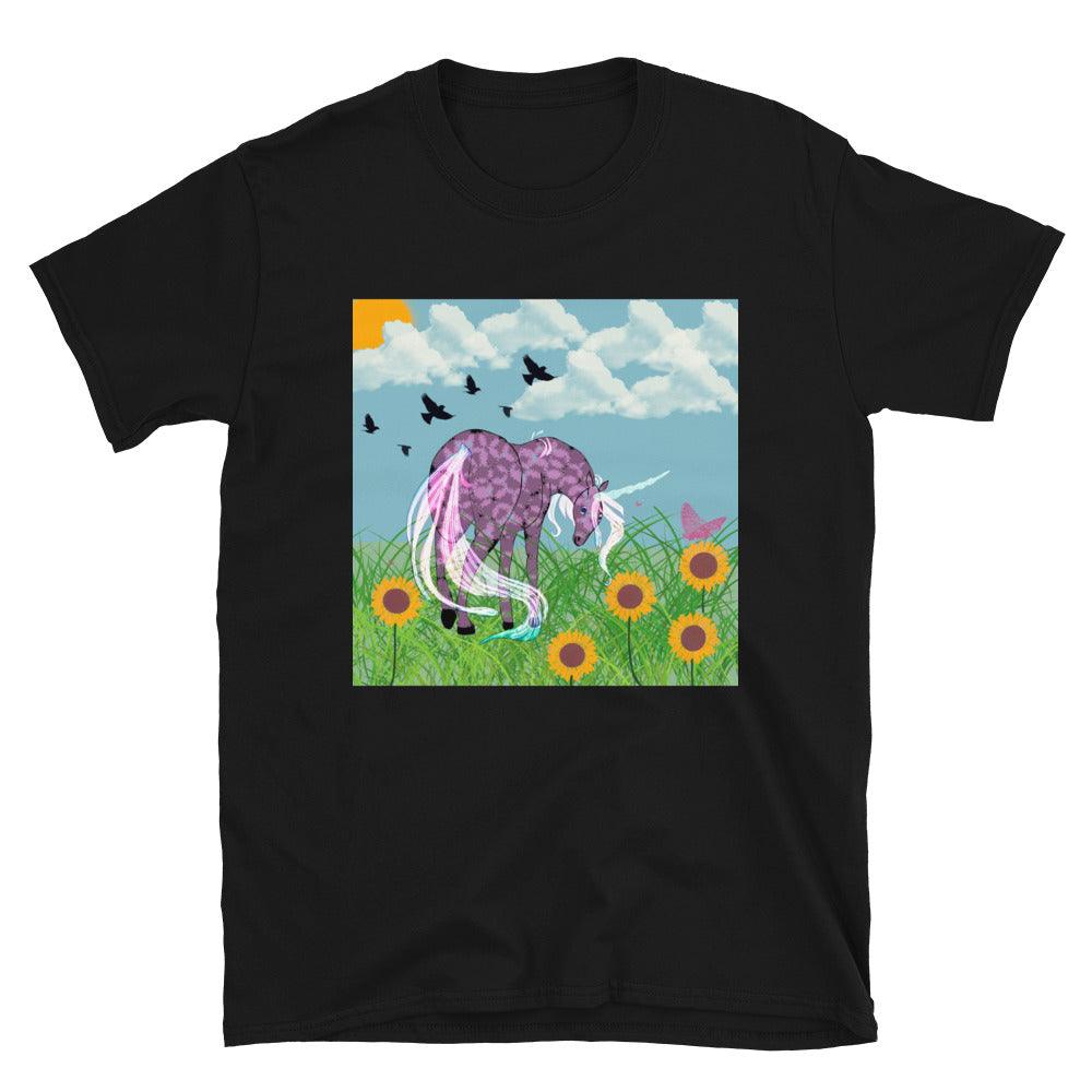 Purple & Light Purple White Horn White Tail Front Side Short-Sleeve Unisex T-Shirt - Mina's Planet