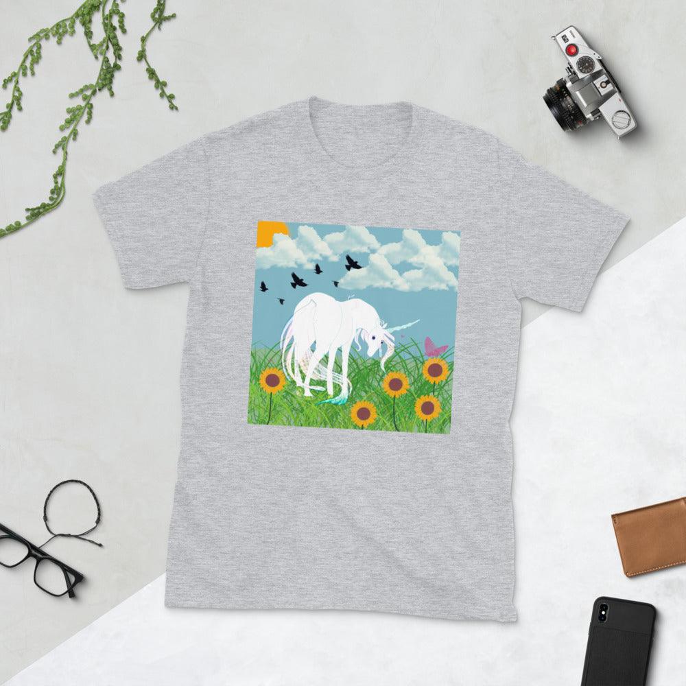 Full Body White Unicorn Front Side Short-Sleeve Unisex T-Shirt - Mina's Planet