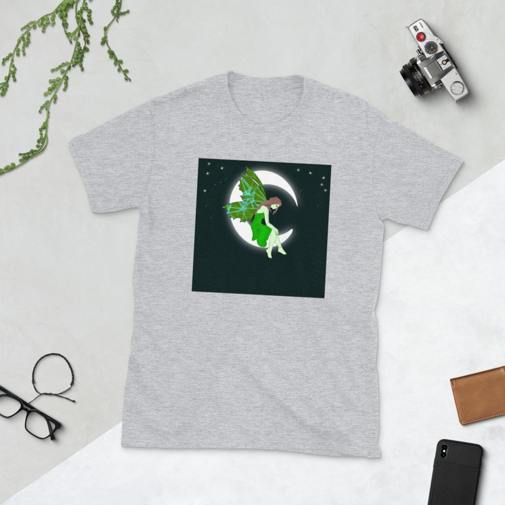 Moon Angel Green Front Side Short-Sleeve Unisex T-Shirt - Mina's Planet