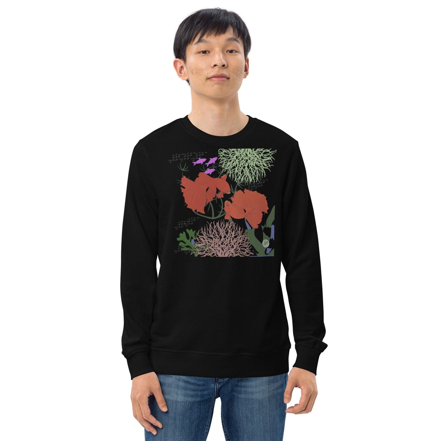 Fishes Love Valentines Day Unisex organic sweatshirt - Mina's Planet