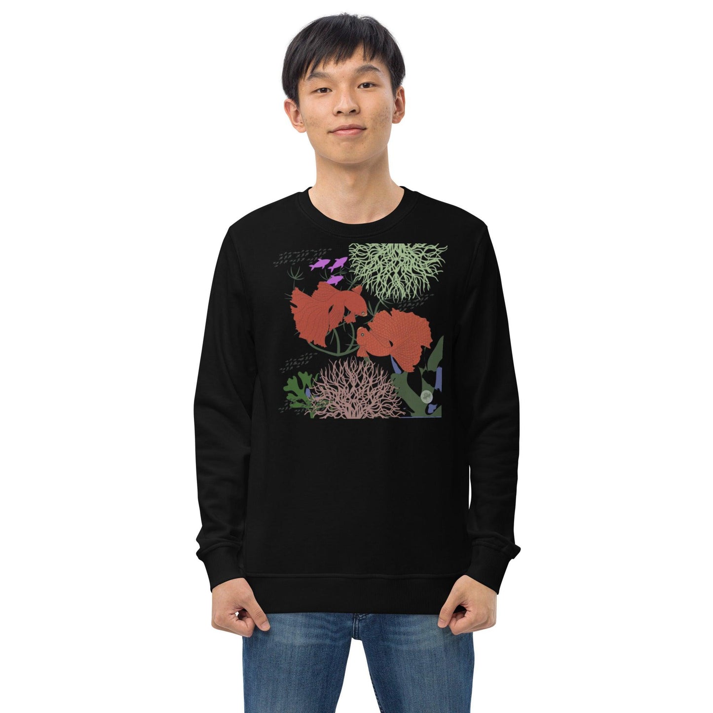 Fishes Love Valentines Day Unisex organic sweatshirt - Mina's Planet