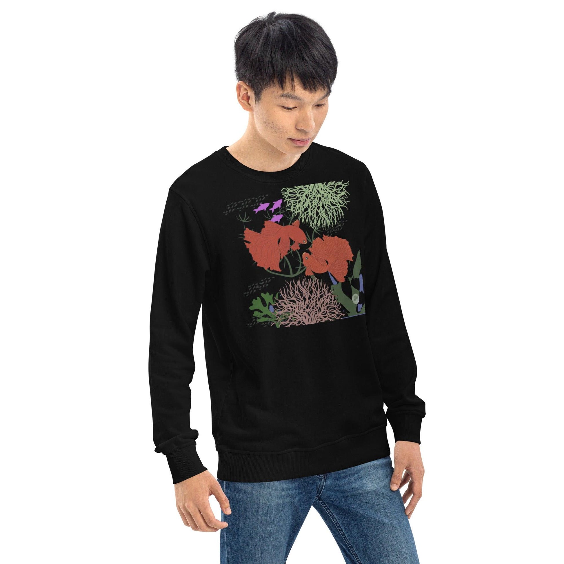 Fishes Love Valentines Day Unisex organic sweatshirt - Mina's Planet