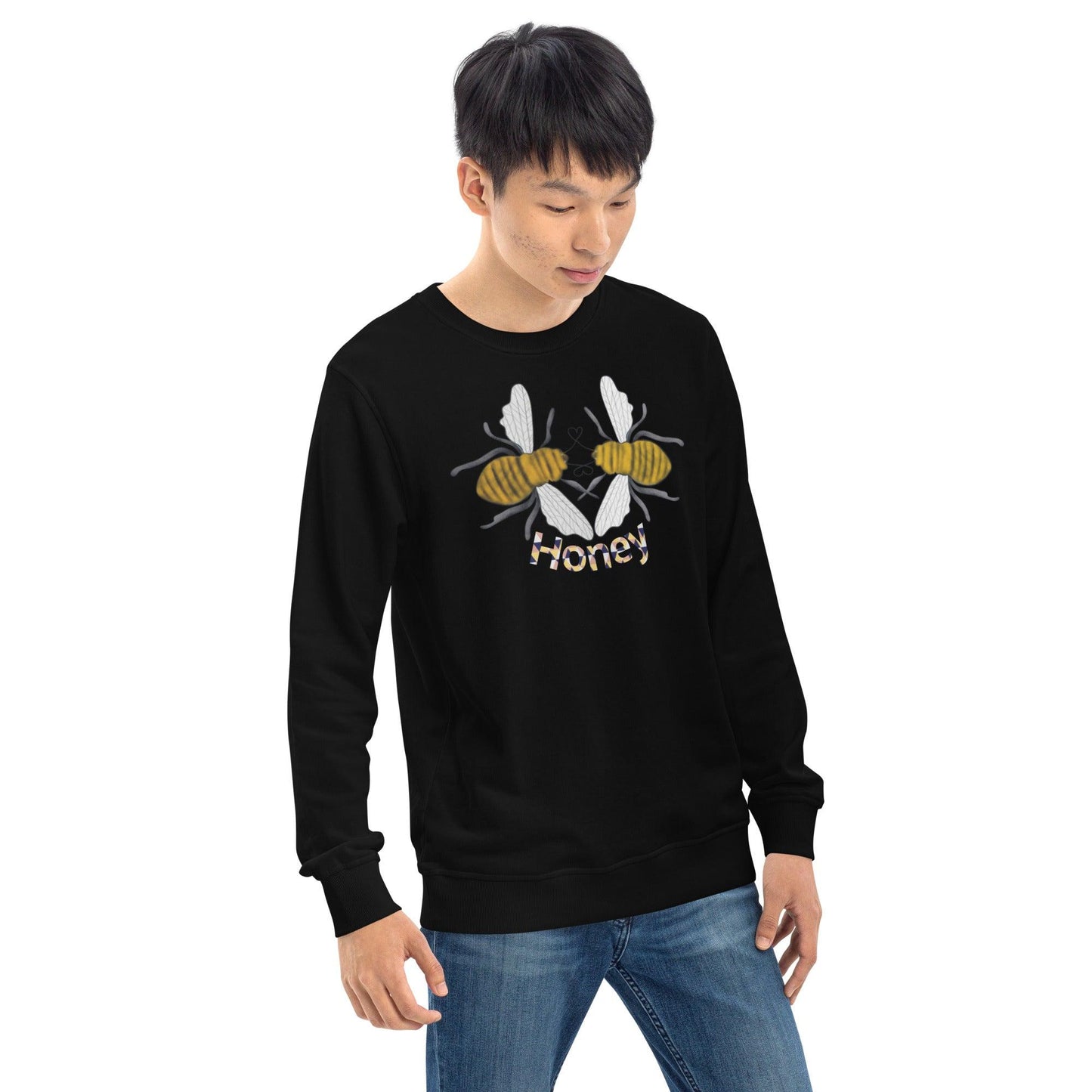 Honey Bee Love Valentines Day Unisex organic sweatshirt - Mina's Planet