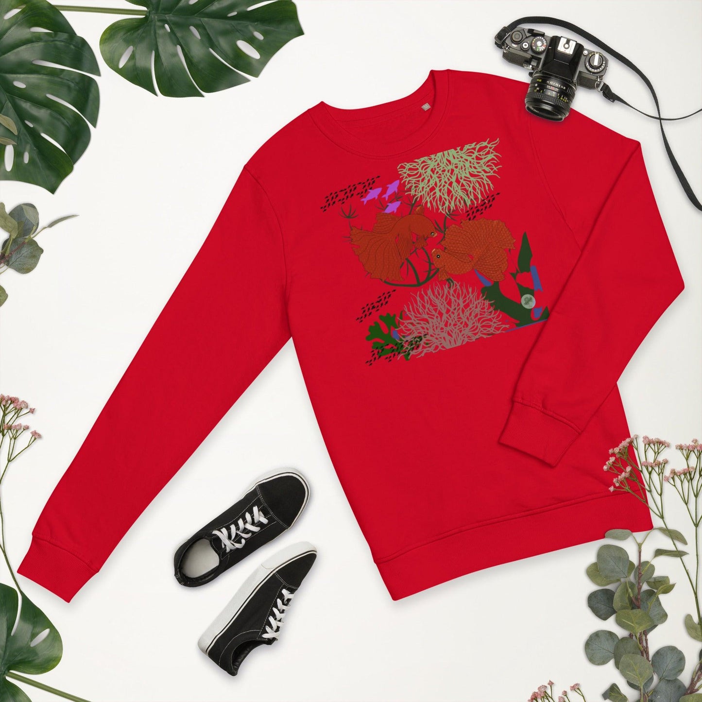 Fishes Love Valentines Day Unisex organic sweatshirt - Mina's Planet