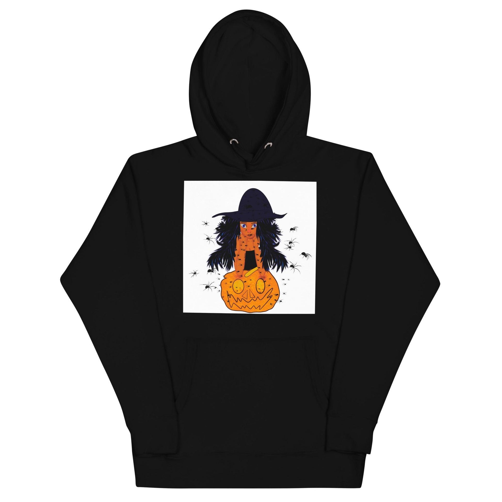 Unisex Hoodie pumpkin witch with spider Halloween design - Mina's Planet