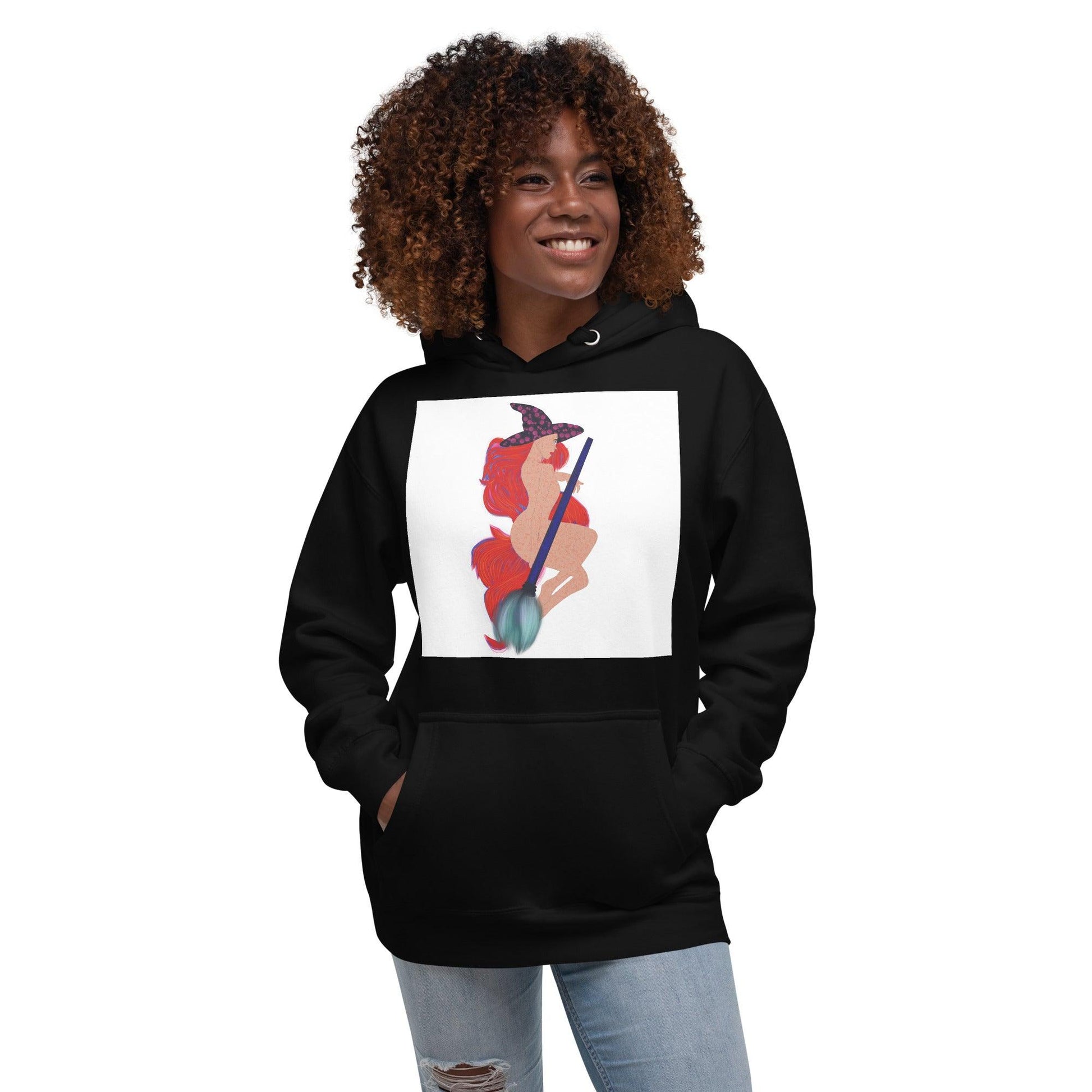 Unisex Hoodie Halloween Witch with broom - Mina's Planet