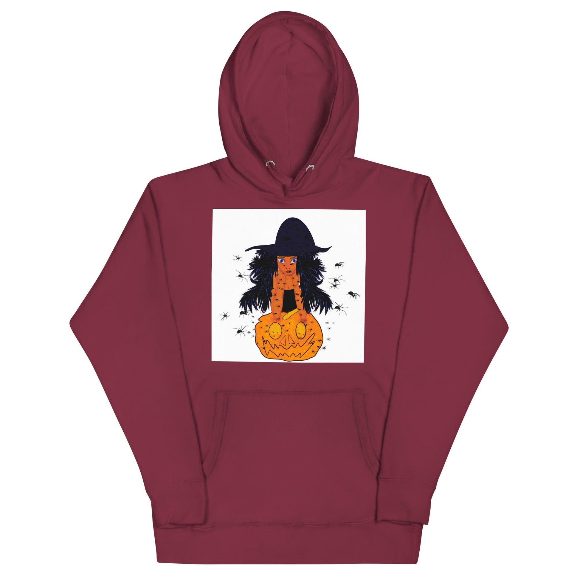 Unisex Hoodie pumpkin witch with spider Halloween design - Mina's Planet