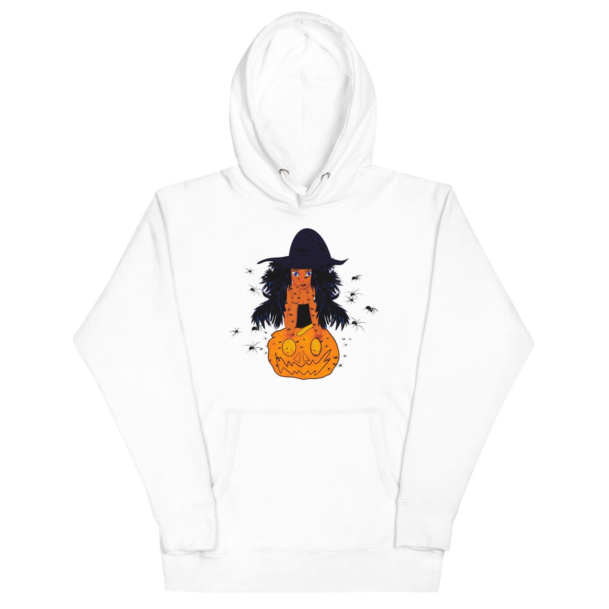 Unisex Hoodie pumpkin witch with spider Halloween design - Mina's Planet